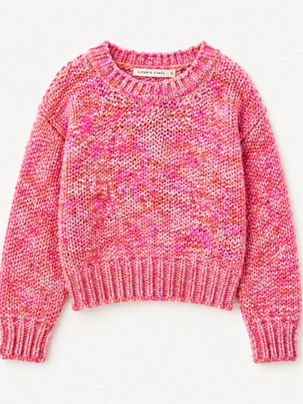 Altar'd State Pink Marled Crewneck Sweater